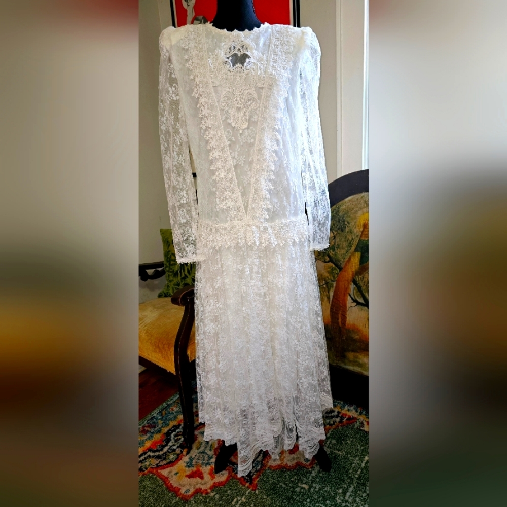 VINTAGE JESSICA MCCLINTOCK LACE WEDDING DRESS SZ 9/10.